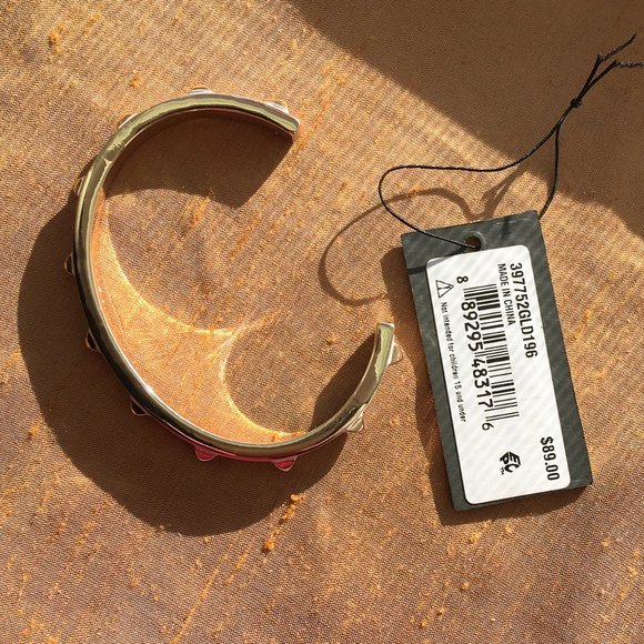 ALLSAINTS Enamel Studded Cuff Bracelet In White + Gold One Size Brand New NWT - Picture 9 of 12